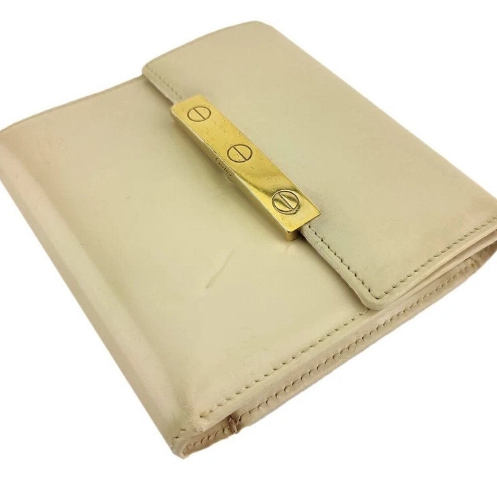 Cartier Tri-Fold Wallet Beige Gold Women Authentic Secondhand